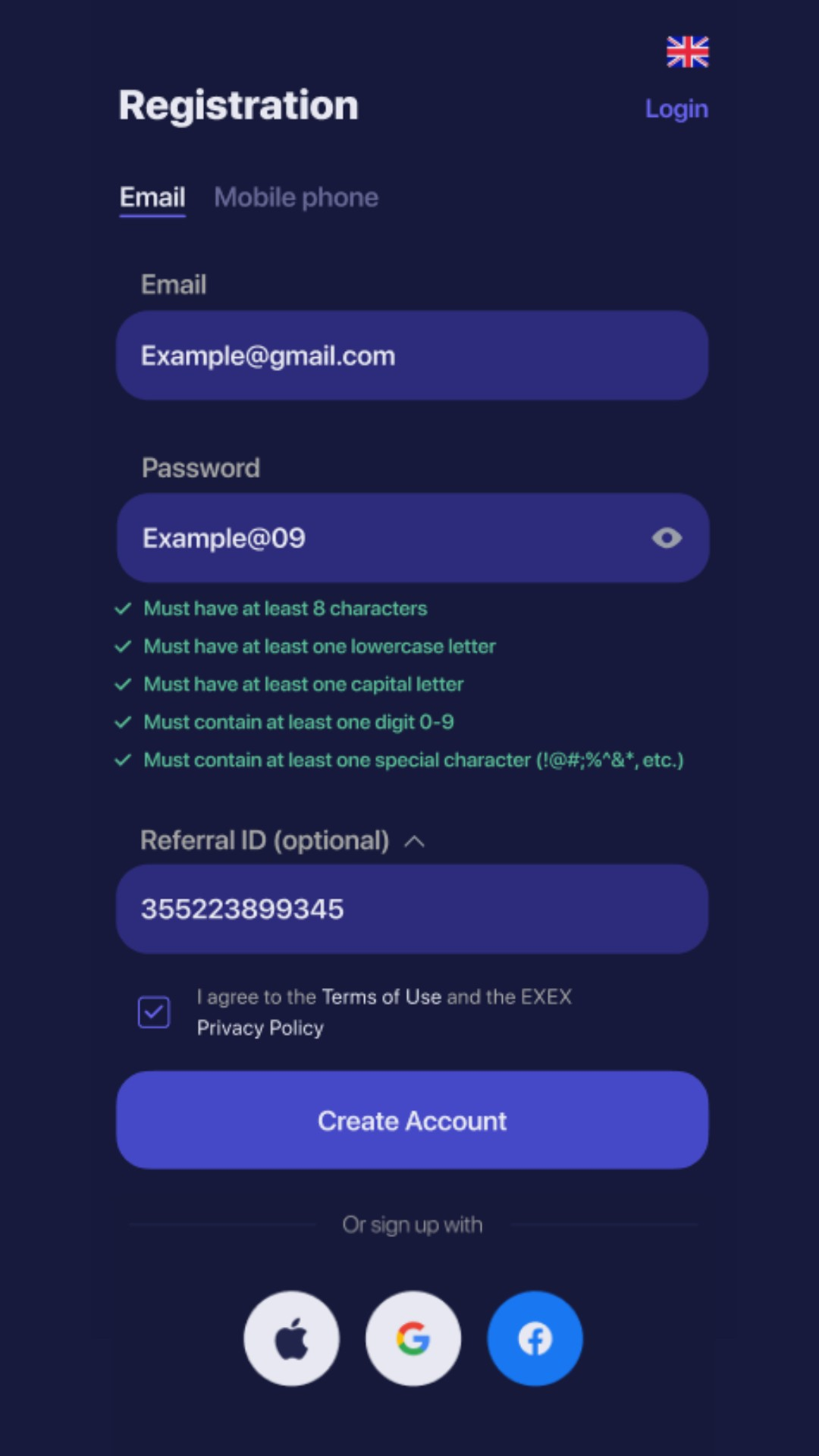 How to register on EXEX via e-mail